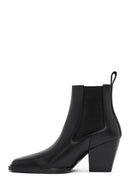 Women's Black Thick Heeled Leather Chelsea Boot | Derimod