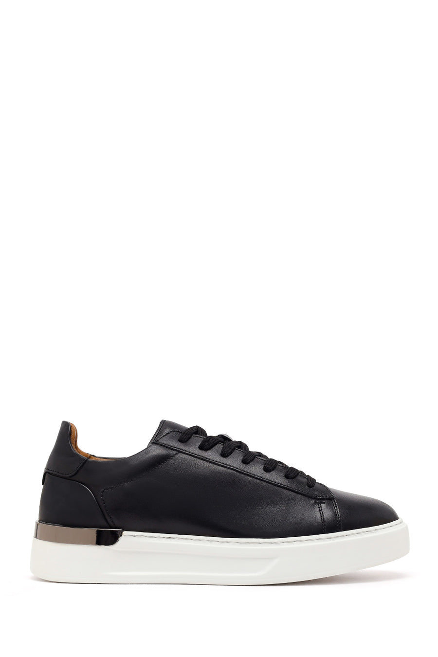 Erkek Siyah Bağcıklı Kalın Tabanlı Deri Sneaker WM740004DV | Derimod