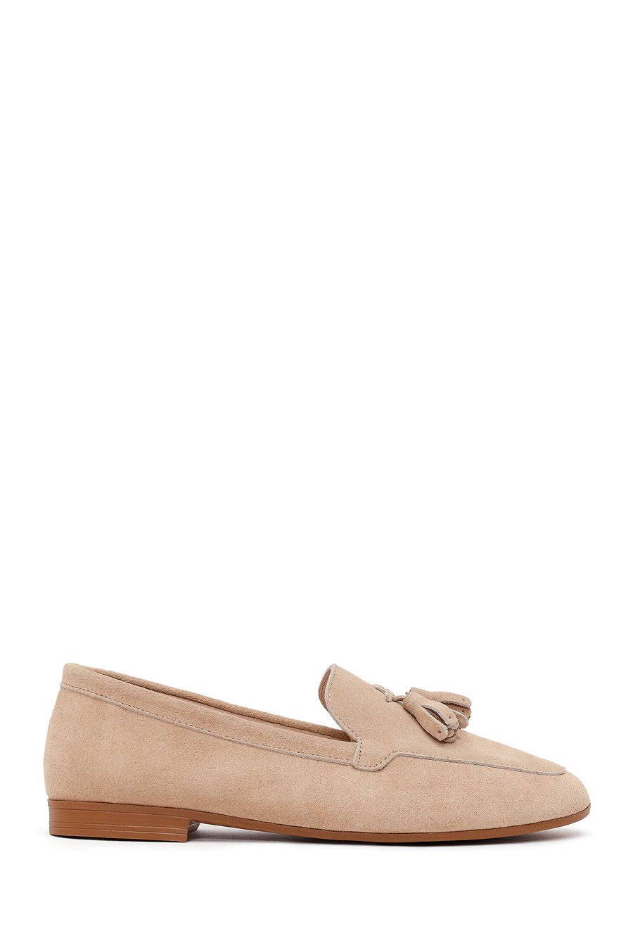 Woman Beige Tasselled Suede Loafer 26AFD334010 | Derimod