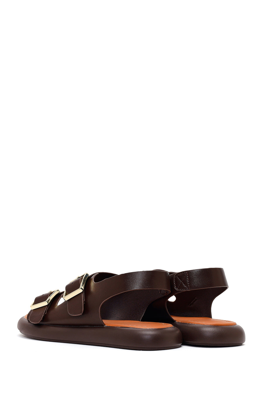 Women's Brown Double Buckle Sandals