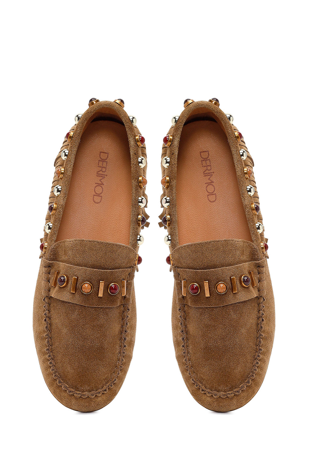Kadın Camel Püsküllü Süet Deri Loafer