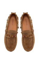 Kadın Camel Püsküllü Süet Deri Loafer | Derimod