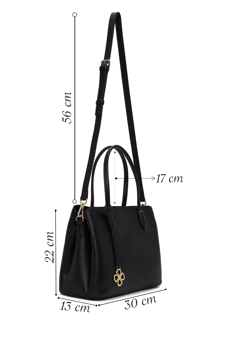 Woman Black Classic Shoulder Bag with Long Strap