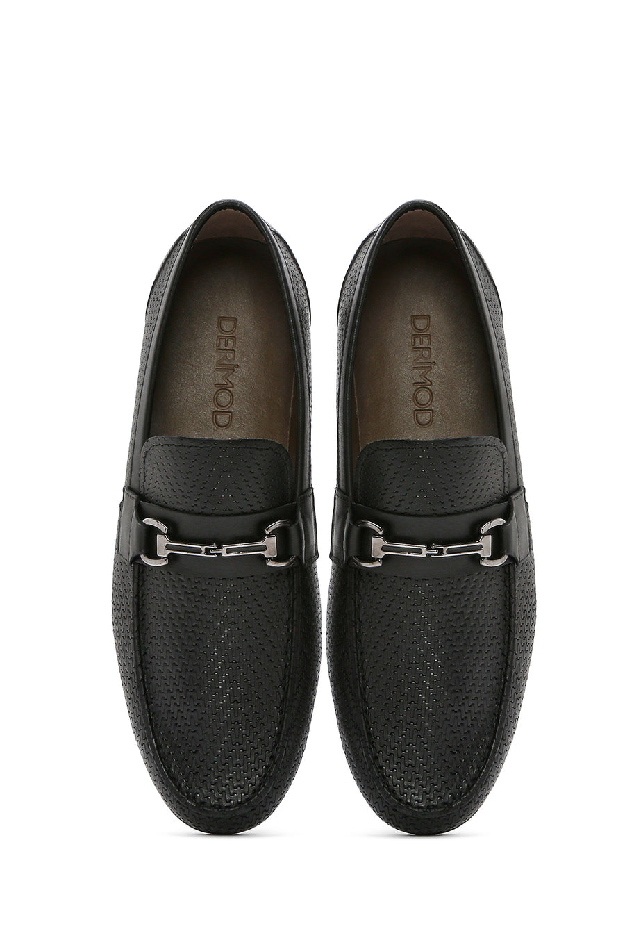 Erkek Siyah Baskılı Deri Casual Loafer