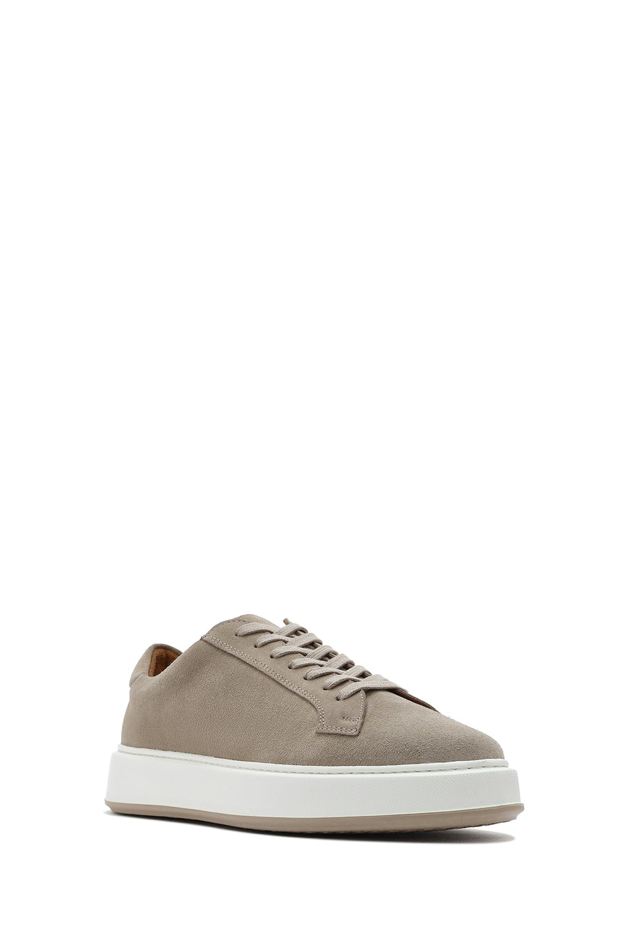 Erkek Bej Bağcıklı Kalın Tabanlı Süet Deri Sneaker