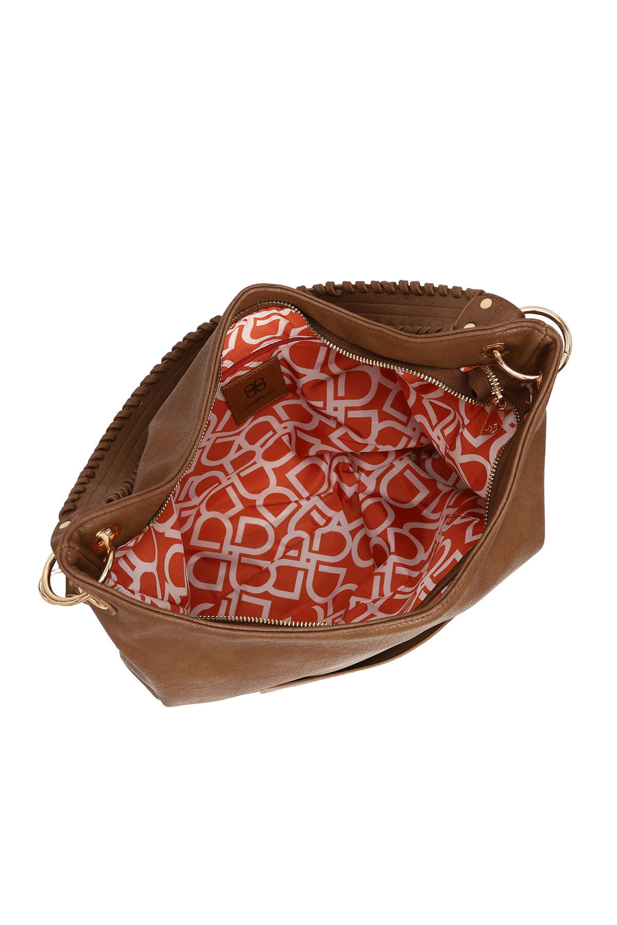 Woman Tan Long-Strap Shoulder Bag
