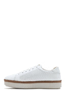 Woman White Lace-Up Leather Sneaker | Derimod