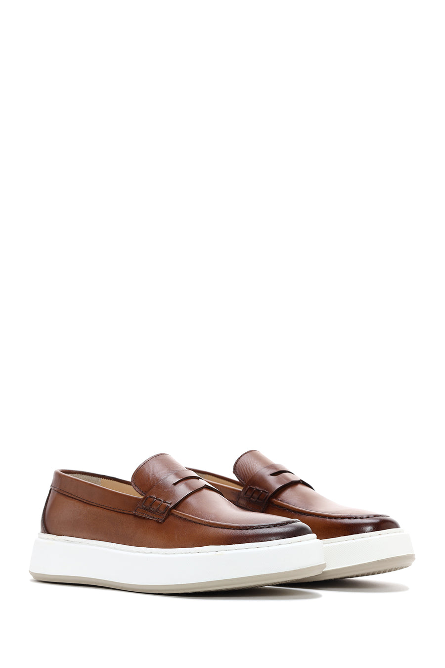 Men's Tan Leather Thick Soled Sports Loafer