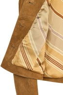 Almira Woman Camel Short Suede Leather Jacket | Derimod
