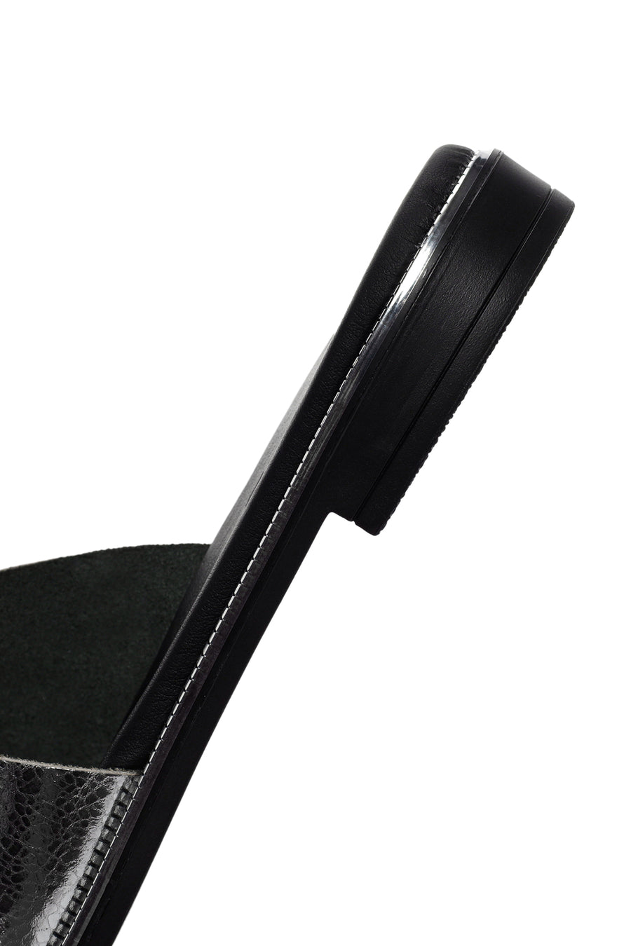 Women's Silver Metallic Leather Slippers