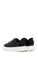 Erkek Siyah Bağcıklı Kalın Tabanlı Deri Sneaker | Derimod