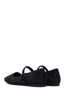 Women's Black Stone Leather Ballerinas | Derimod