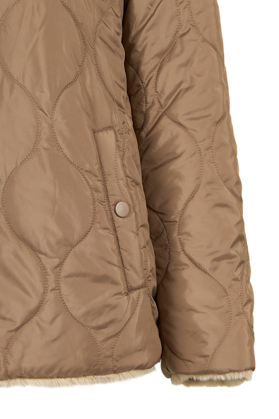 Tahoe Kadın Vizon Çift Taraflı Kapüşonlu Oversize Teddy Mont