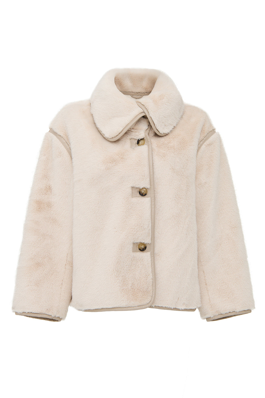 Malmö Kadın Bej Devrik Yaka Oversize Teddy Deri Mont 25WGP5628FF | Derimod