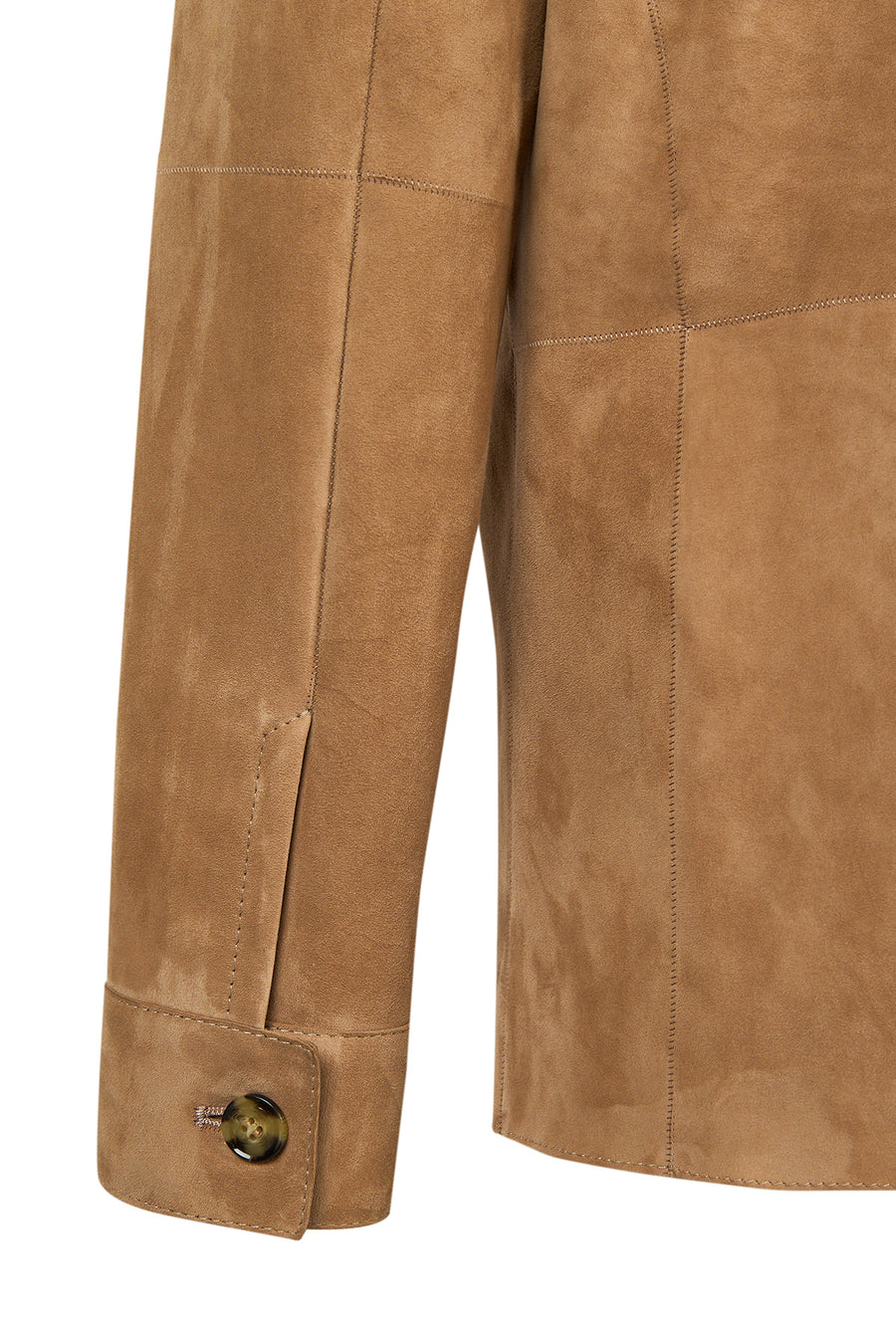 Osimhen Male Beige Suede Leather Shirt Jacket