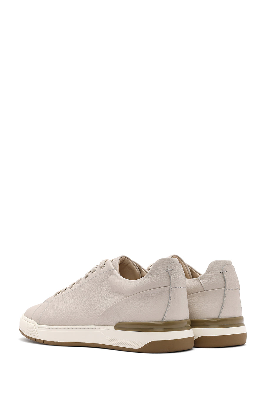 Erkek Beyaz Bağcıklı Deri Sneaker