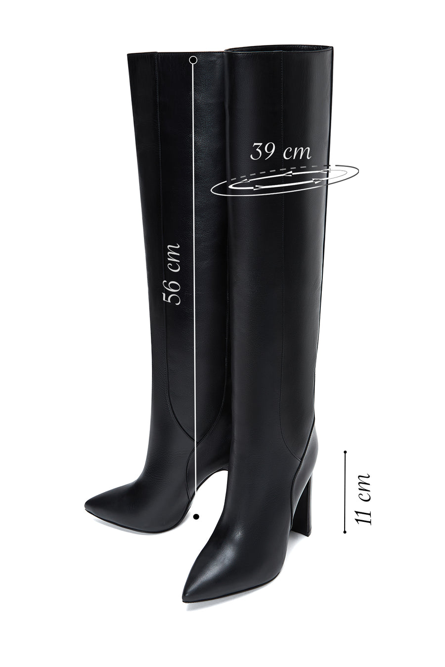 Women's Black Leather Heeled Boots