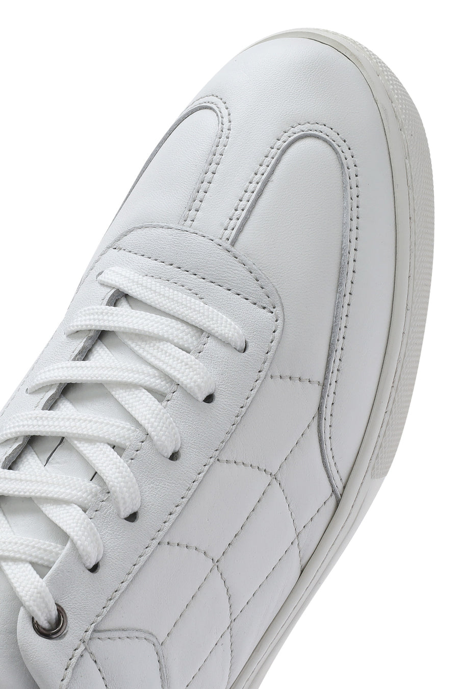 Erkek Beyaz Bağcıklı Deri Sneaker