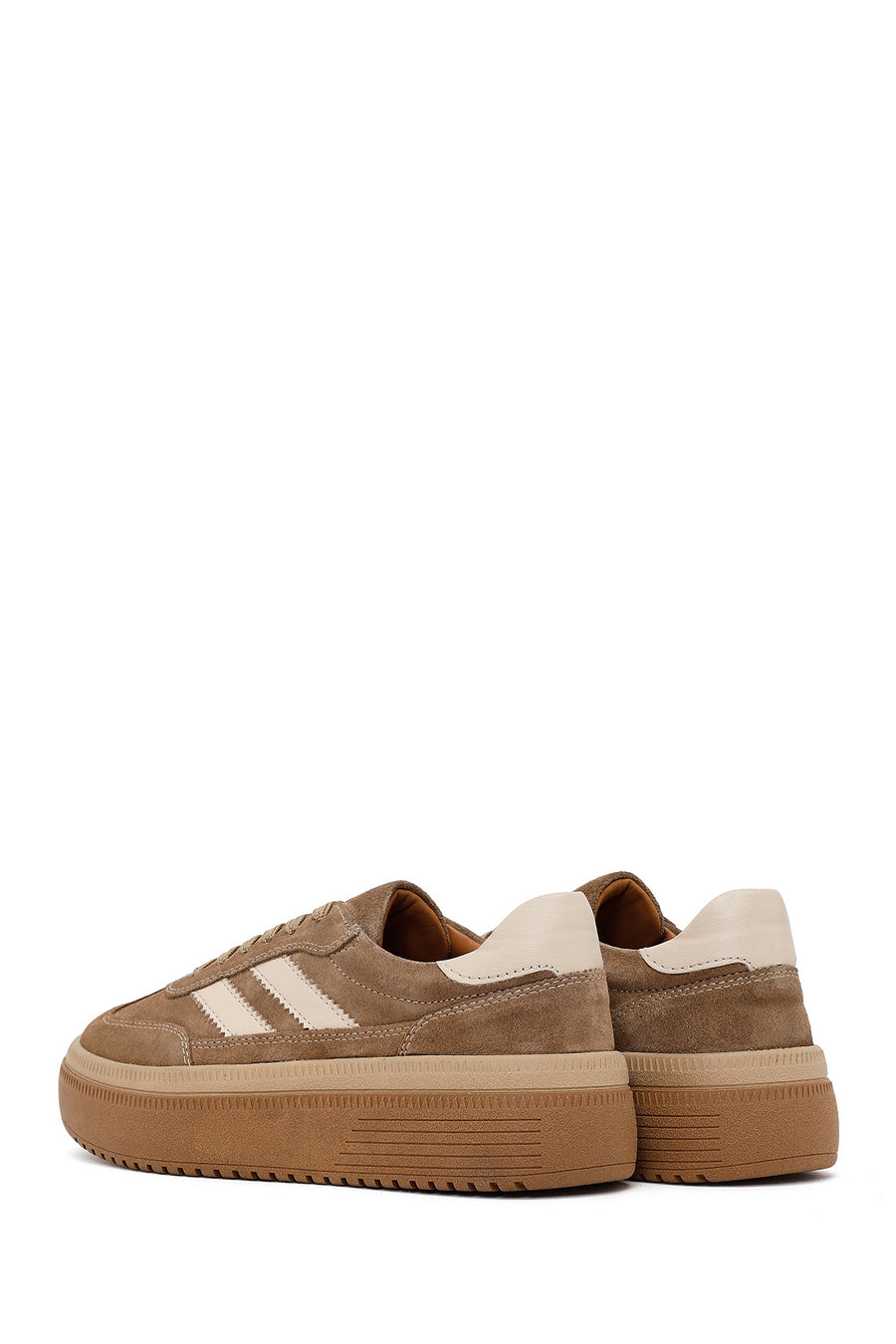 Kadın Taba Bağcıklı Kalın Tabanlı Süet Deri Sneaker