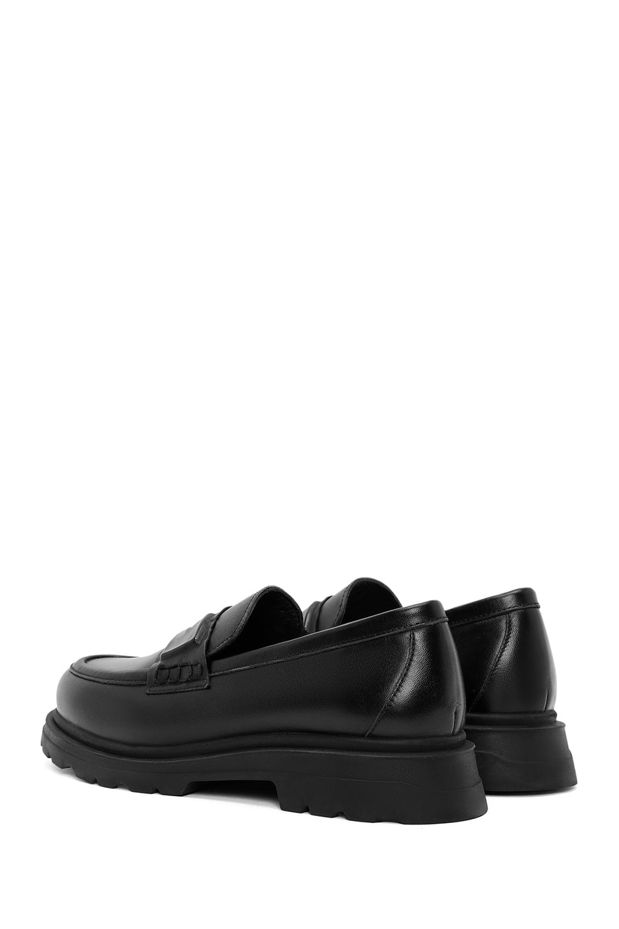 Women's Black Leather Masculine Loafer