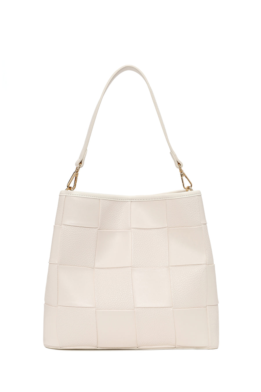 Woman Cream Long-Strap Knitted Shoulder Bag