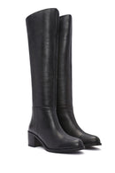 Women's Black Thick Heel Leather Boots | Derimod