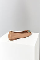 Stone Beige Women's Leather Ballerinas | Derimod