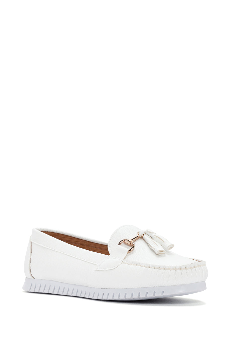 Kadın Beyaz Püskül Detaylı Loafer