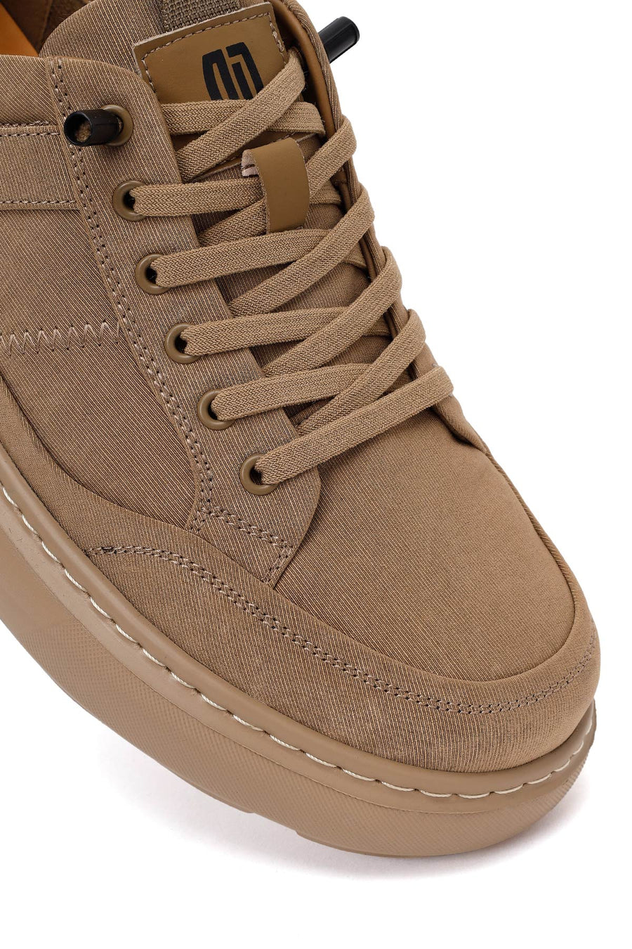 Derimod Zero Erkek Bej Bağcıklı Kalın Tabanlı Kumaş Sneaker