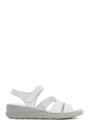 Women's White Ankle Strap Thick Soled Leather Comfort Sandals | Derimod