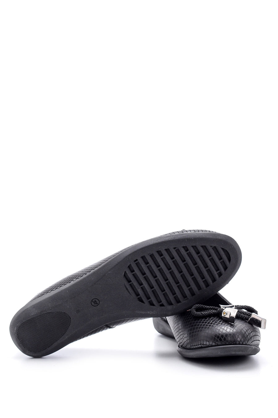 Women's Snake Detailed Leather Ballerinas