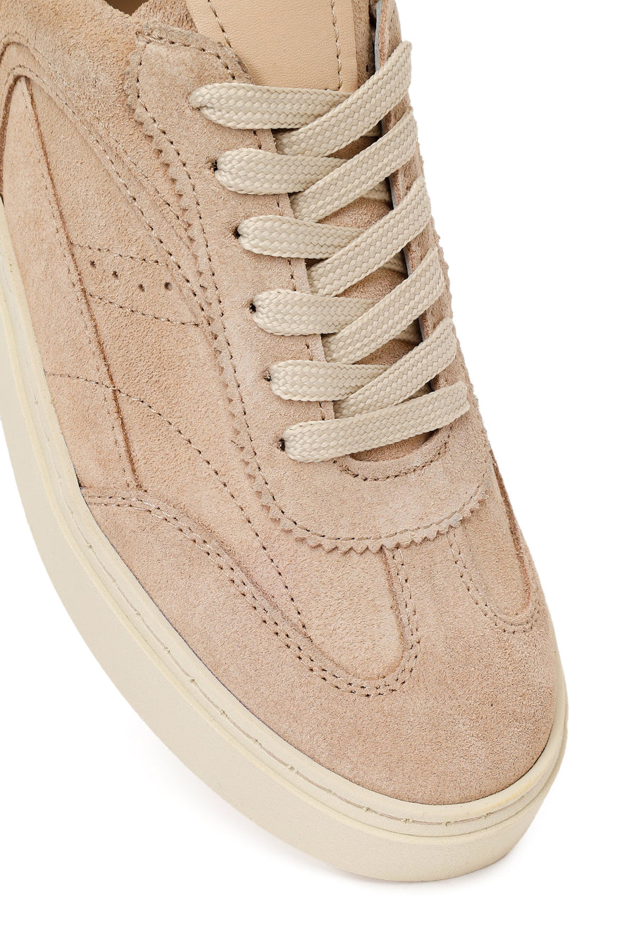 Kadın Bej Bağcıklı Süet Deri Sneaker
