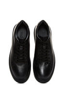 Erkek Siyah Bağcıklı Deri Sneaker | Derimod