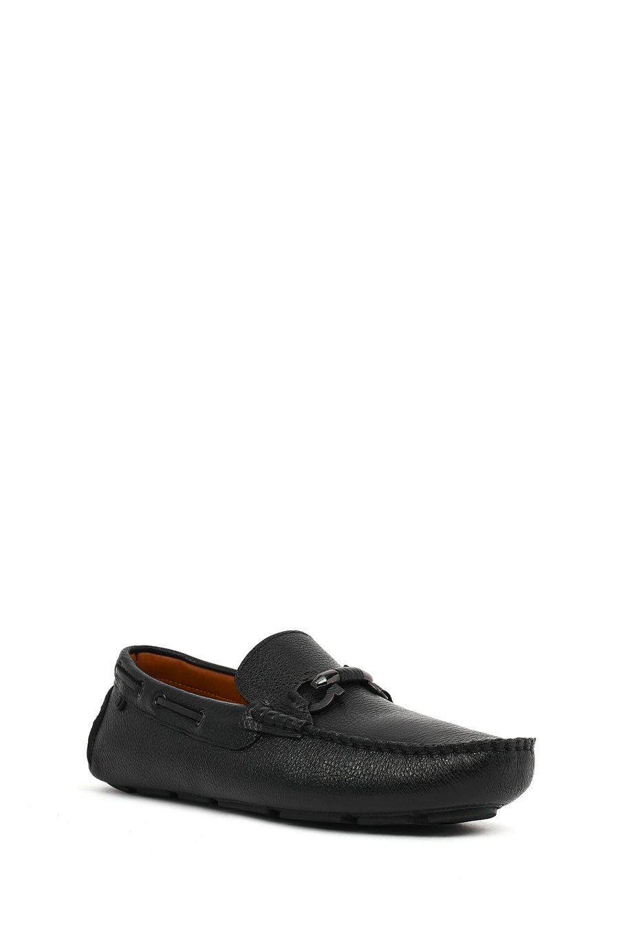Erkek Siyah Tokalı Deri Casual Loafer