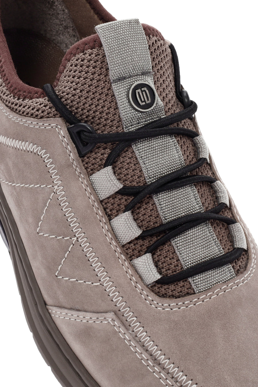 Erkek Vizon Bağcıklı Nubuk Deri Casual Sneaker