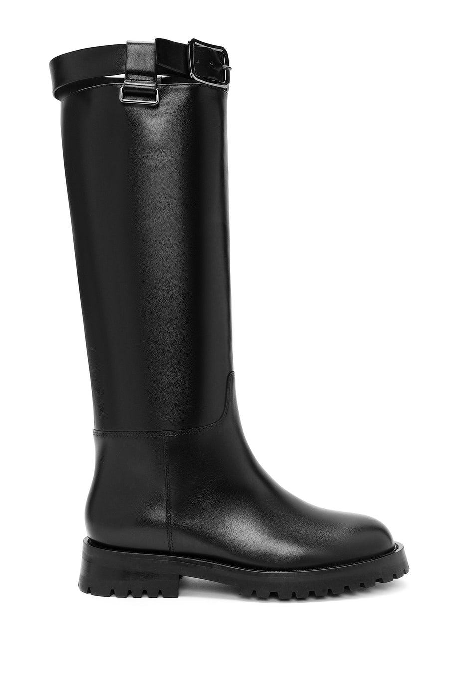 Women's Black Buckle Detailed Leather Boots