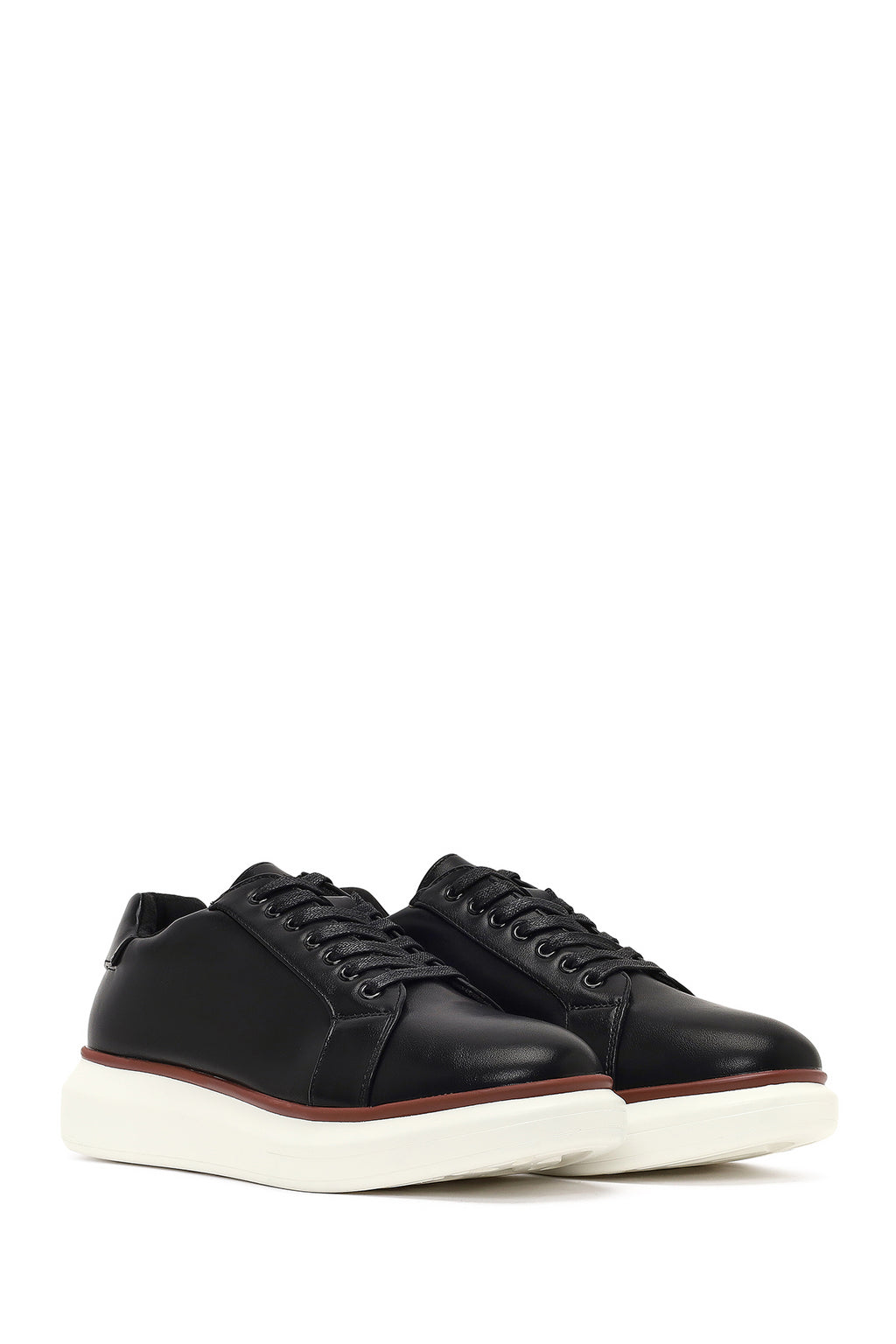 Erkek Siyah Bağcıklı Kalın Tabanlı Sneaker
