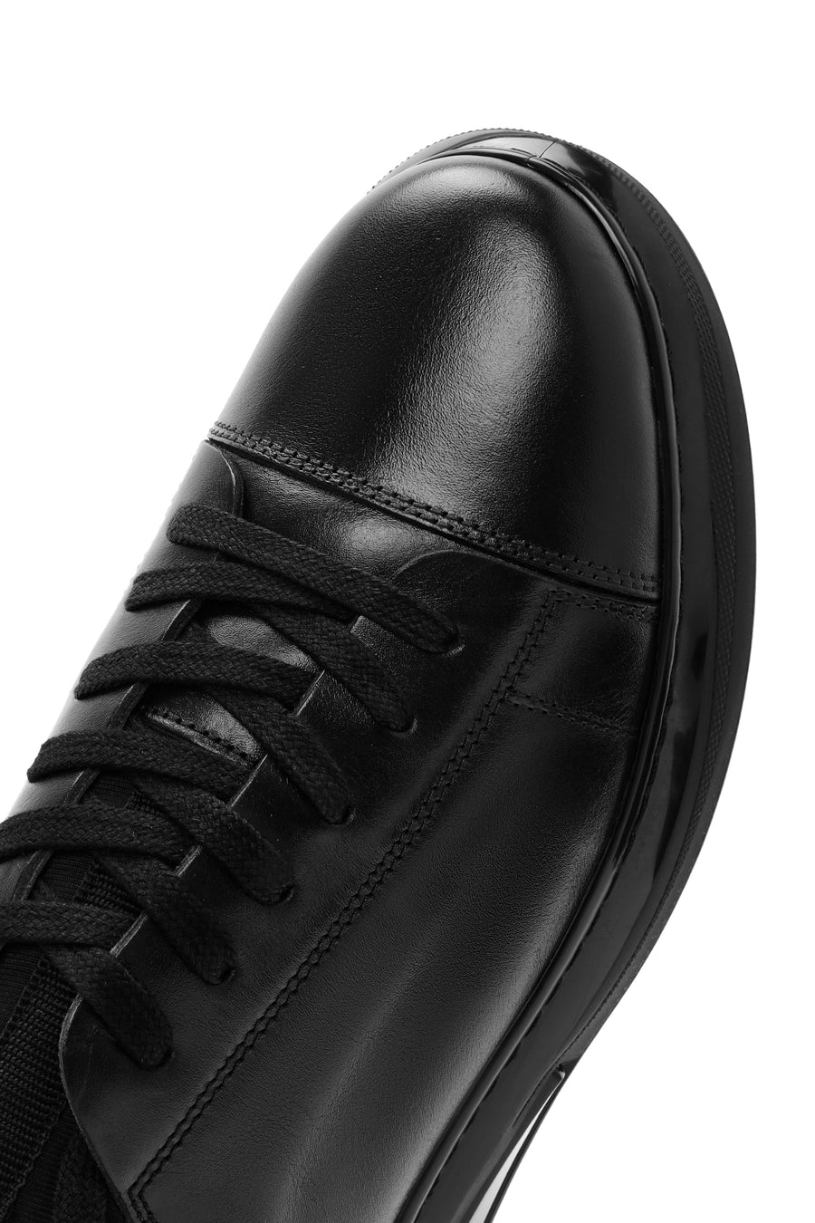 Men's Black Lace-up Leather Sneaker
