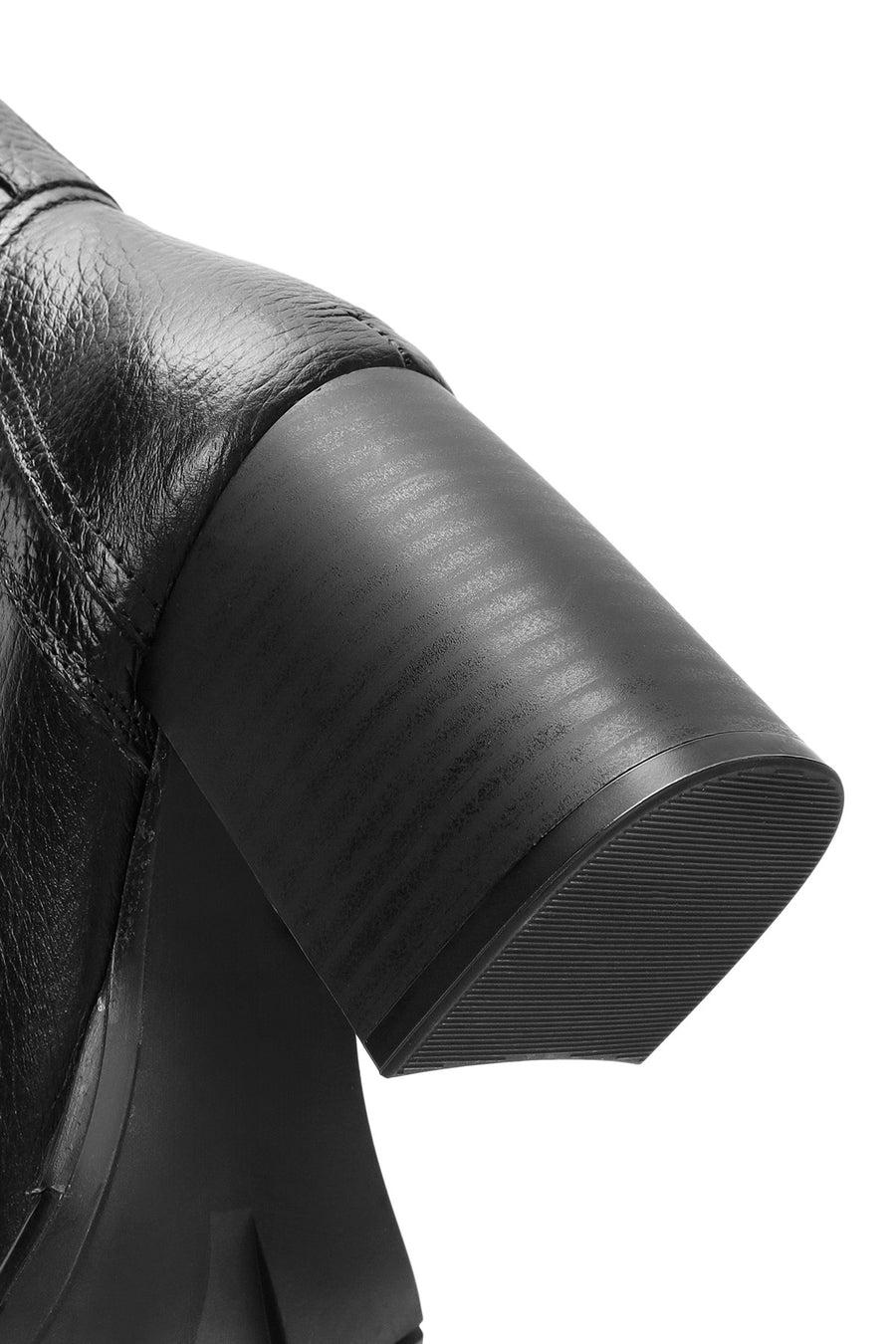 Women's Black Thick Heeled Leather Chelsea Boots