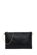 Woman Black Chain-Strap Patterned Clutch Bag | Derimod