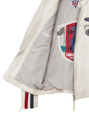 Storm Men's White Slim-Fit Leather Jacket with Emblem | Derimod