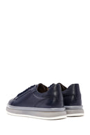 Men's Navy Blue Lace-Up Leather Sneaker | Derimod