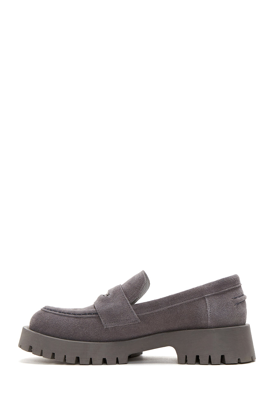 Women's Gray Leather Suede Masculine Loafer