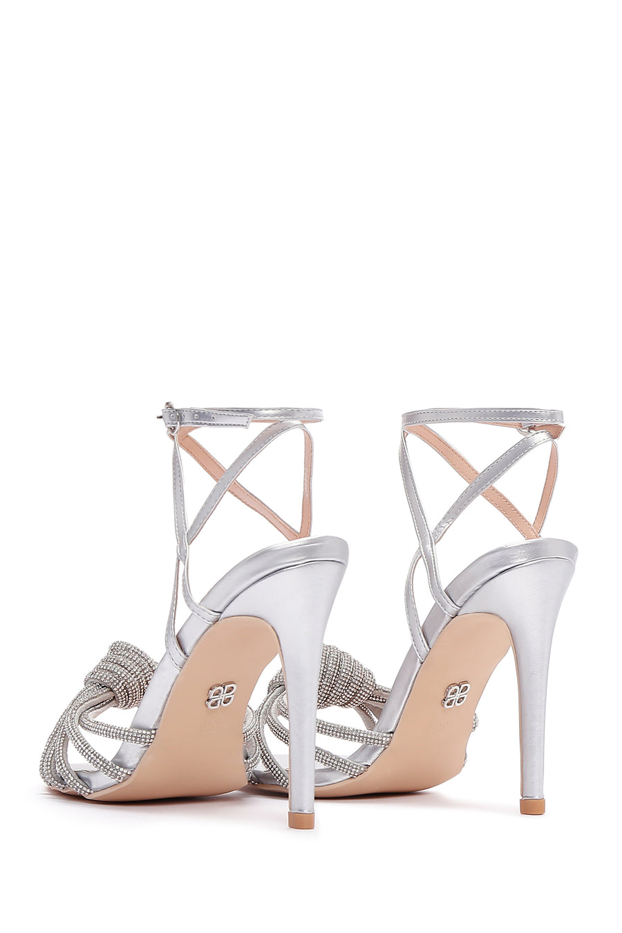 Women's Silver Stone Thin Heel Sandals