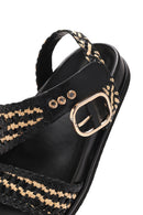 Women's Black Strappy Leather Sandals | Derimod