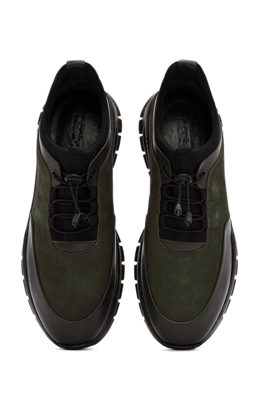 Men's Green Lace-Up Nubuck Leather Casual Sneaker