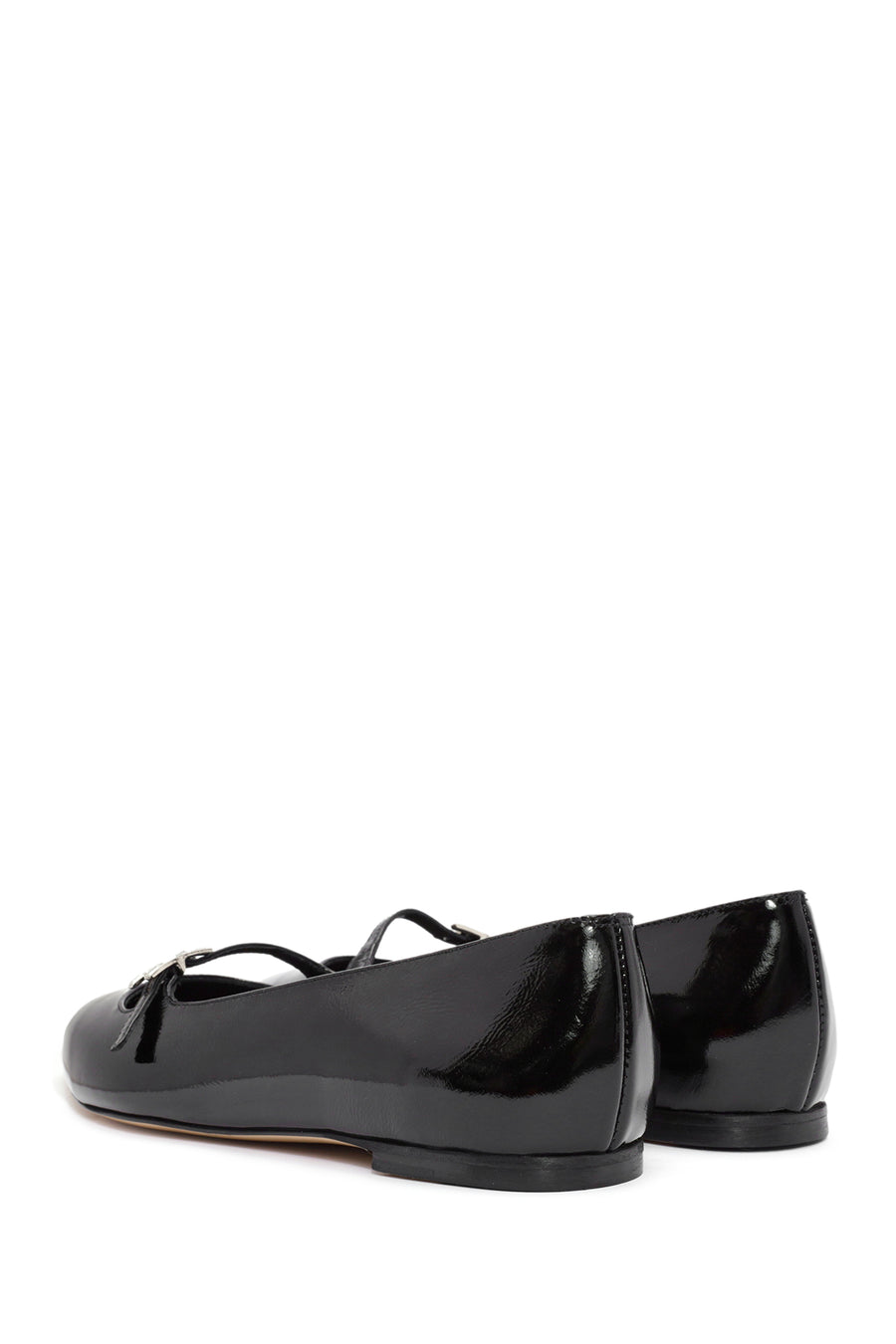 Women's Black Accessory Detailed Patent Leather Ballerinas