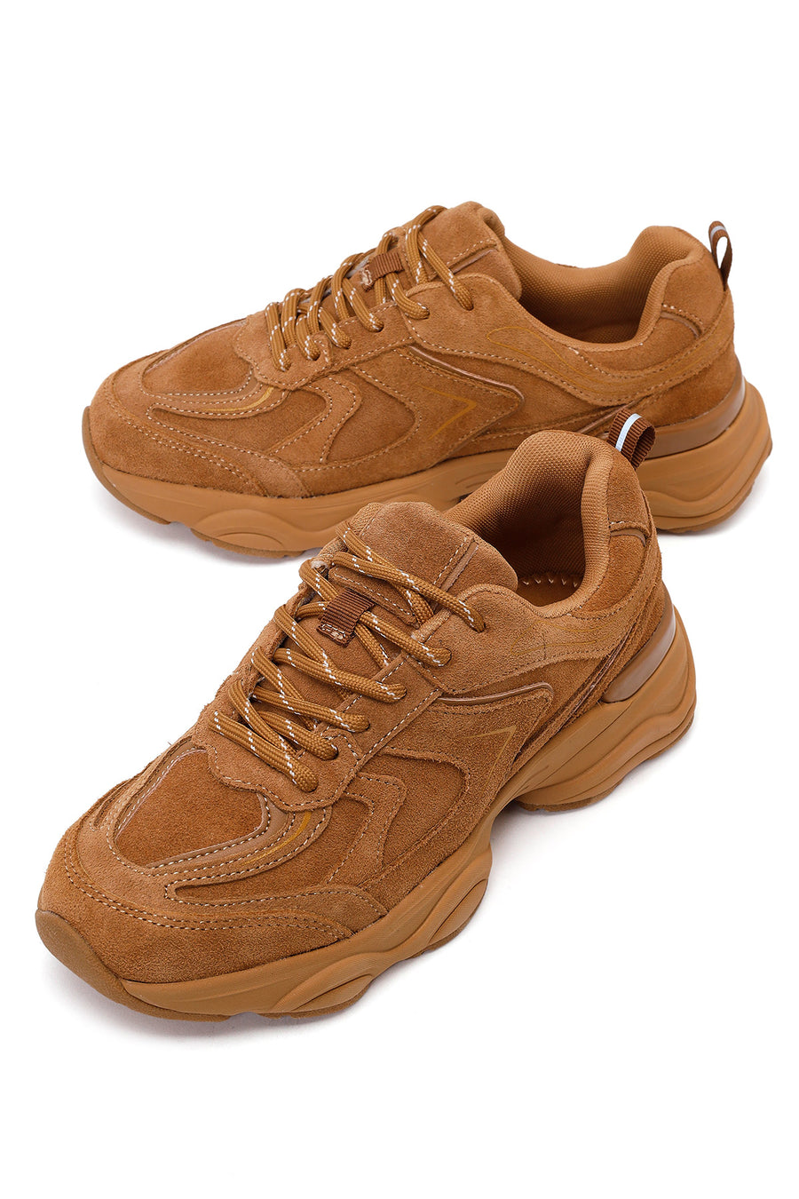 Kadın Vizon Bağcıklı Kalın Tabanlı Süet Deri Sneaker