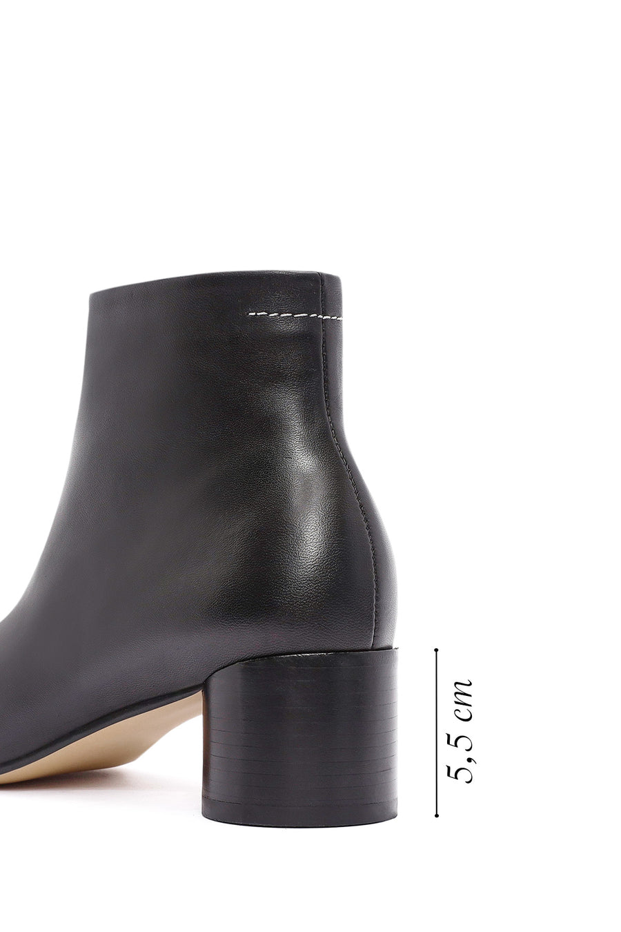 Women's Black Zippered Thick Heeled Leather Boots