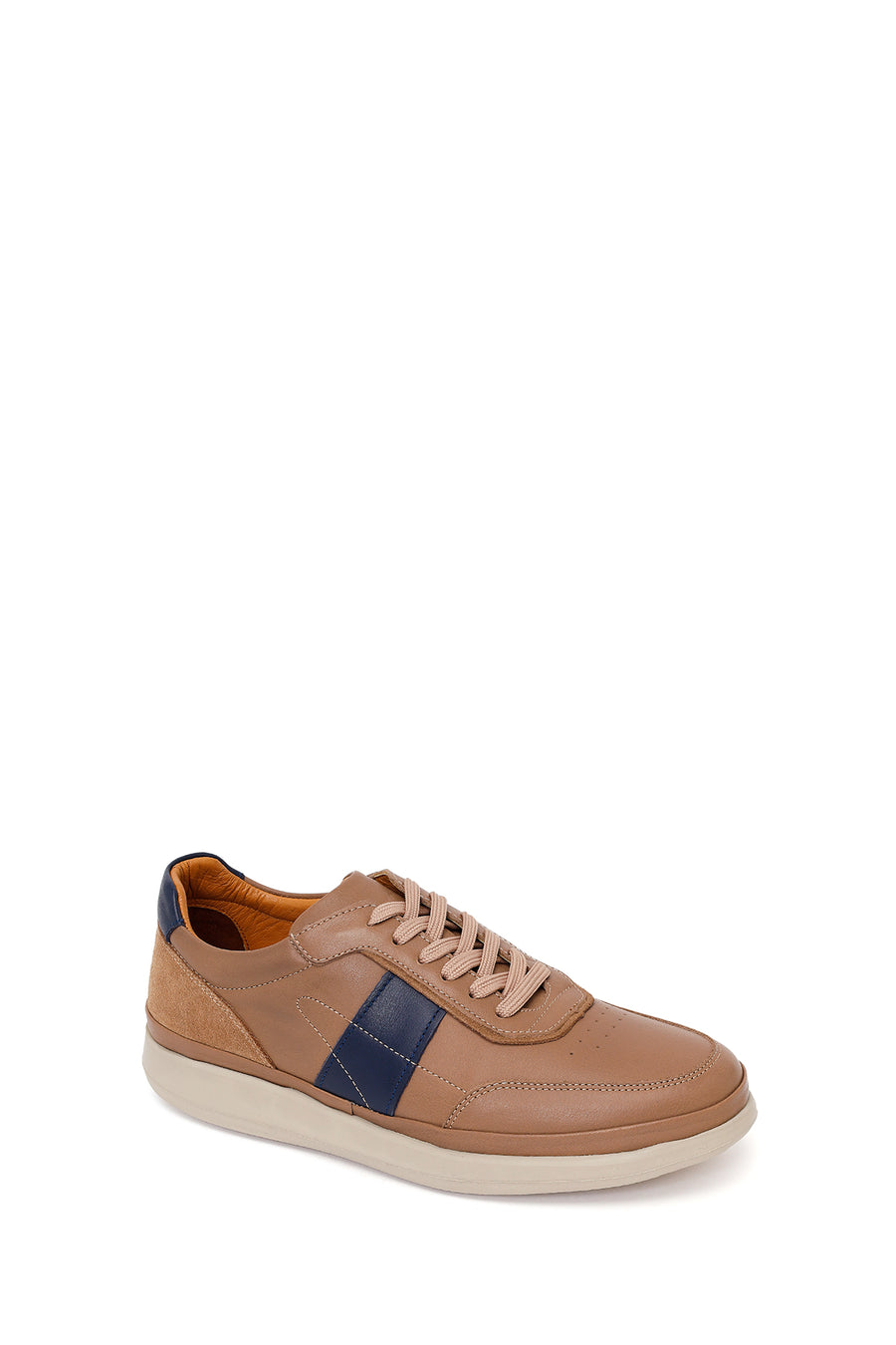 Male Beige Lace-Up Leather Casual Sneaker